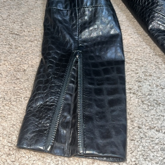 J Brand Croc Embossed Lamb Leather Moto Jacket Black Small - Picture 11 of 13